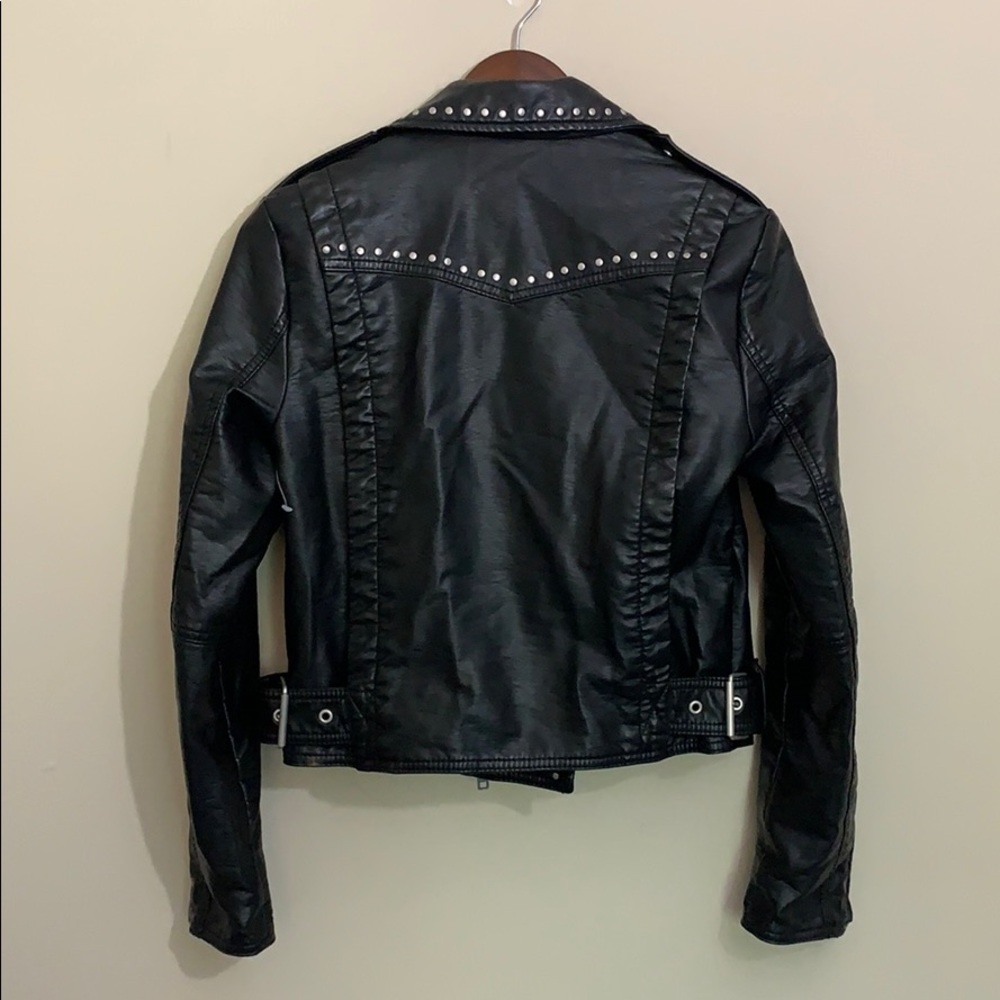 Free People Black Leather Moto Studded Jacket - Picture 8 of 8